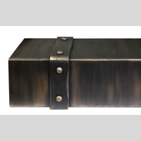 Custom Steel Mantel / 72" W x 8" H x 6" D / Black with Copper(Premium) without DECORATIVE BANDING + shipping to Canada $165