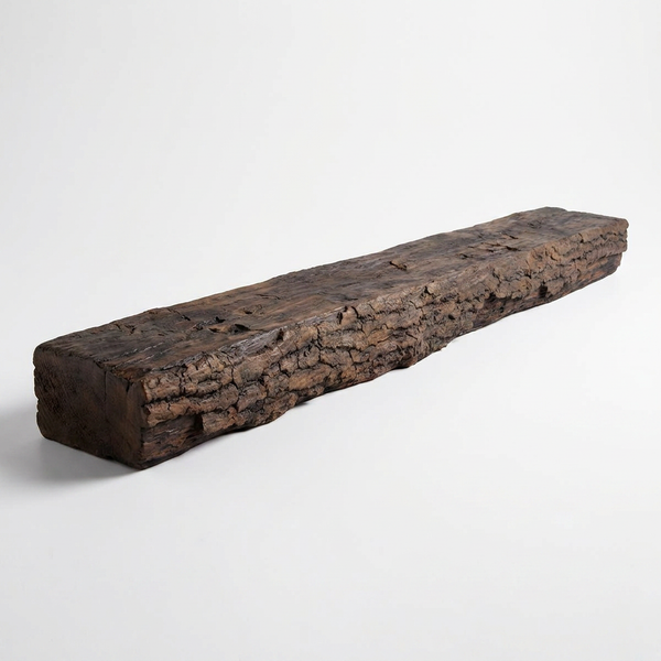 Half round log non-combustible concrete mantel shelf with Maduro finish by Lexington Hearth