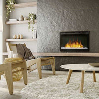 Dimplex 33" Multi-Fire XHD electric firebox with sleek black glass and realistic flames for cozy warmth