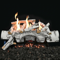 Grand Canyon Red Oak ventless gas log set with realistic red oak logs and adjustable flames delivering efficient 37,000 BTU heat without chimney.