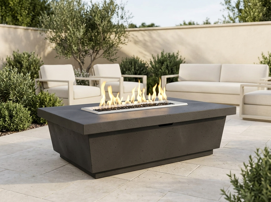 Contempo 52" Rectangle Concrete Fire Pit Table