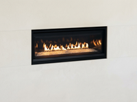 Superior DRL3500 45" Linear Direct Vent Gas Fireplace - Model DRL3545 — room setting. AI-assisted visualization; shown fronts, liners, media and surroundings may be optional.