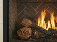 Heat & Glo 8KX 42 Direct Vent Traditional Gas Fireplace (Tranquil Greige Herringbone Interior) | Model 8KX-TG — additional view. AI-assisted visualization; shown fronts, liners, media and surroundings may be optional.
