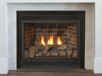 Empire Tahoe Deluxe 36" Direct Vent Gas Fireplace — room setting. AI-assisted visualization; shown fronts, liners, media and surroundings may be optional.
