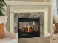Majestic 36" See-Through Direct Vent Gas Fireplace - Model ST-DV36IN — room setting. AI-assisted visualization; shown fronts, liners, media and surroundings may be optional.