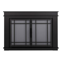 Finley Flat Black Masonry Fireplace Door | Standard Sizes - ExceptionalFire