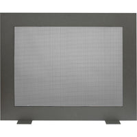 Custom free standing fireplace screen with heavy gauge steel mesh and charcoal finish