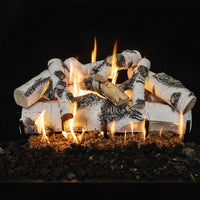 30" Quaking Aspen See-Through Vented Gas Log Set with dual-sided realistic flames