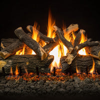36" GlowFire Arizona Weathered Oak Charred Outdoor Gas Log Set with realistic burned oak logs and stainless steel burners
