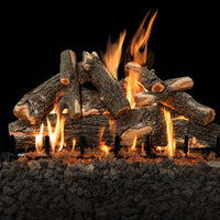 36" Jumbo GlowFire Arizona Weathered Oak Charred Gas Log Set with oversized realistic logs and vented burner system for large fireplaces