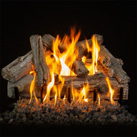 24-inch Western Driftwood See-Through Outdoor Gas Log Set with realistic weathered oak logs and stainless steel burners
