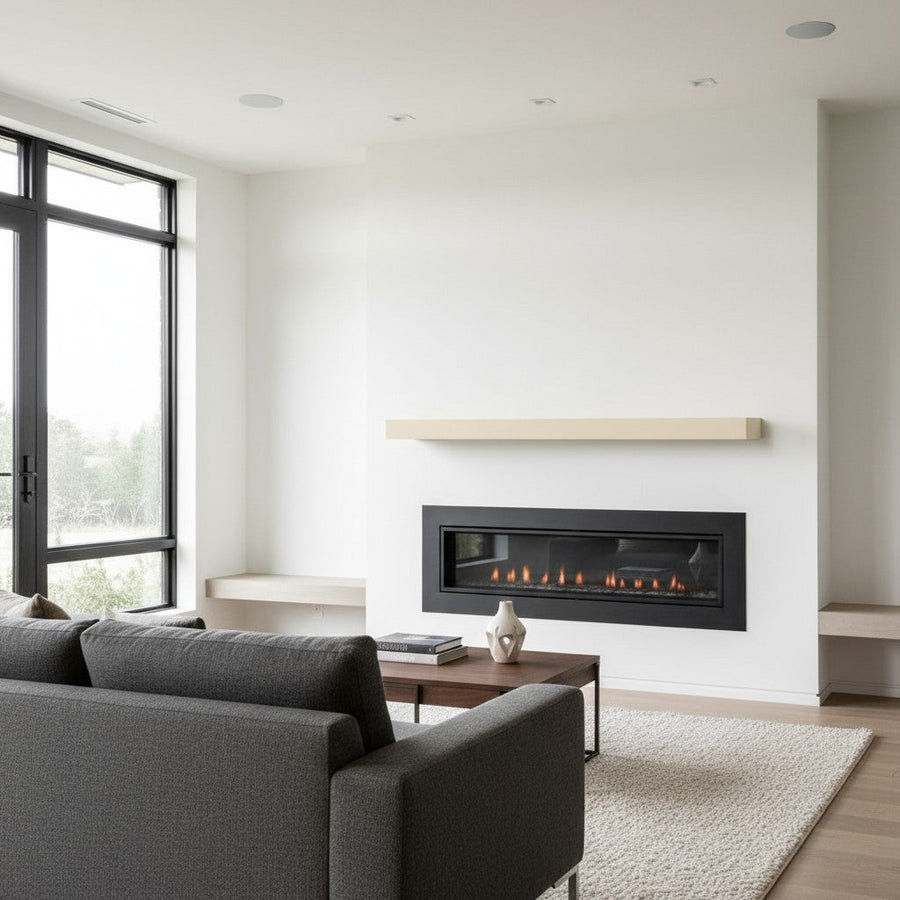 Horizon concrete mantel in Sahara Sand