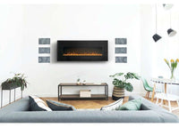 Harsten 50 Electric Fireplace wall-mounted with customizable LED flames and Bluetooth speaker