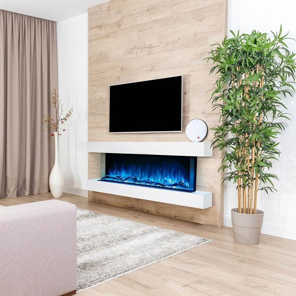 Landscape Pro Multi 44-inch three-sided electric fireplace with customizable RGB flames and efficient heater