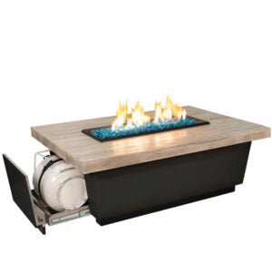 LP Select Contempo firetable with reclaimed wood top and black lava base