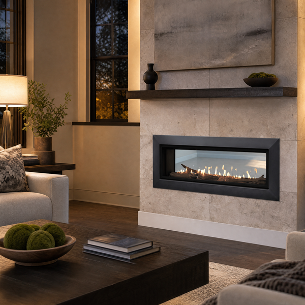 Majestic Echelon II 36" See-Through Direct Vent Linear Gas Fireplace — lifestyle