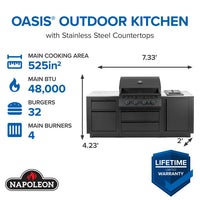 Napoleon OASIS Outdoor Kitchen Kit with Built-In 700 Series 32" Grill and Stainless Steel Countertops