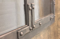 Old World - Arch Masonry Distressed Steel Fireplace Glass Doors - ExceptionalFire