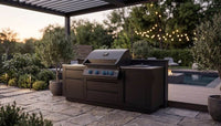 Napoleon OASIS OOK-002 outdoor kitchen kit — patio setting; decor not included; OOK-001 has a different fuel cabinet