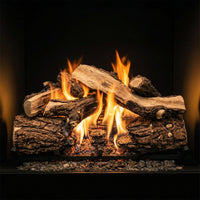 30" Country Split Vented Gas Log Set with realistic ceramic blazed oak logs for single-sided fireplaces