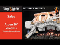 18" Aspen Birch Single-Sided Ventless Gas Log Set | Grand Canyon