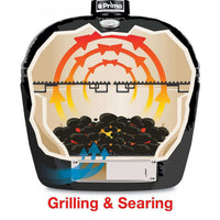 Primo Oval Junior 200 Ceramic Kamado Grill On Countertop Cypress Table With Stainless Steel Grates - ExceptionalFire