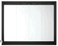 RAINBOW ALUMINUM DOOR/ INSIDE FIT/ 36"W X 21 3/8" H, MATTE BLACK, GREY GLASS, BIFOLD (CONTRACTORS DISCOUNT INCLUDED)