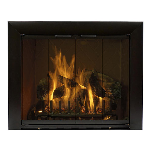 Reflection Flat Black Masonry Fireplace Door | Standard Sizes - ExceptionalFire