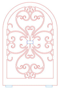 Rustic black custom arched fireplace screen 26.5" height by 17" width with heavy-duty steel frame