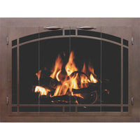 Sierra Arch Pane custom steel masonry fireplace door with elegant arch design and powder coat finish
