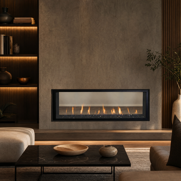 Superior DRL4000 84" See-Through Direct Vent Linear Gas Fireplace - Model DRL4084-ST — lifestyle