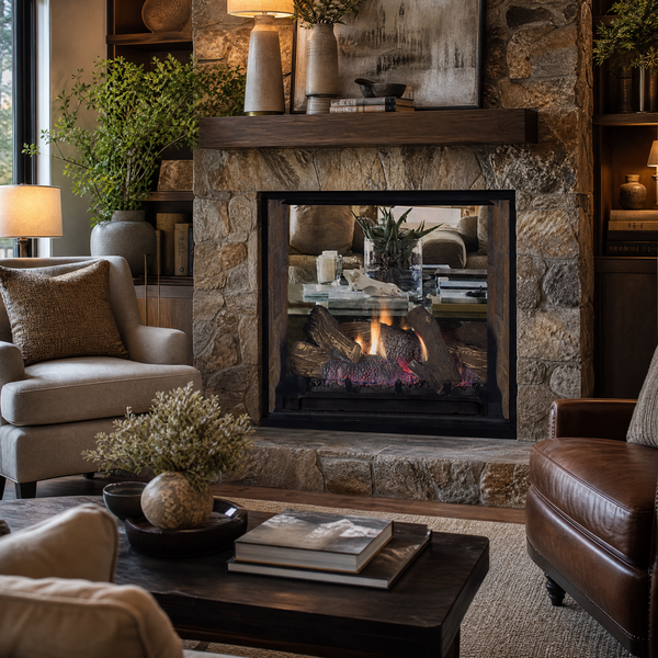 Superior DRT63ST 40" See-Through Power-Vent Direct Vent Gas Fireplace - Model DRT63ST-B-PV — lifestyle