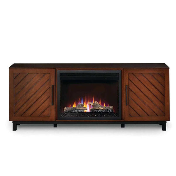 Bella Electric Mantel Package with walnut finish and Cineview 26 Electric Firebox heating up to 400 sq. ft.
