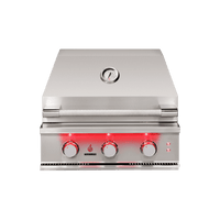 TrueFlame 25 inch built-in stainless steel grill with LED lighting and heat zone separators