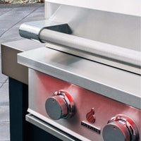 TrueFlame 32 inch built-in stainless steel grill with illuminated control knobs and sleek handle design