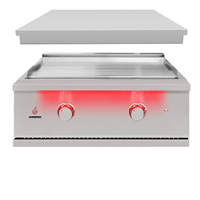 TrueFlame Griddle built-in stainless steel outdoor gas griddle with LED lighting and 495 sq. inch cooking surface