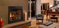 Majestic Meridian Platinum gas fireplace in reading nook lifestyle shot