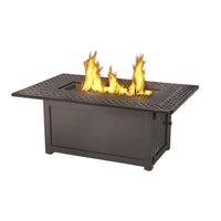 Napoleon Kensington Bronze rectangular gas fire table with topaz glass ember bed and rustic bronze finish