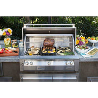 Alfresco ALXE 36-Inch Built-In Natural Gas Grill With Rotisserie in Light Green - ExceptionalFire