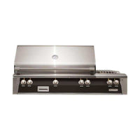 Alfresco ALXE 56-inch built-in stainless steel gas grill with rotisserie and side burner in jet black matte