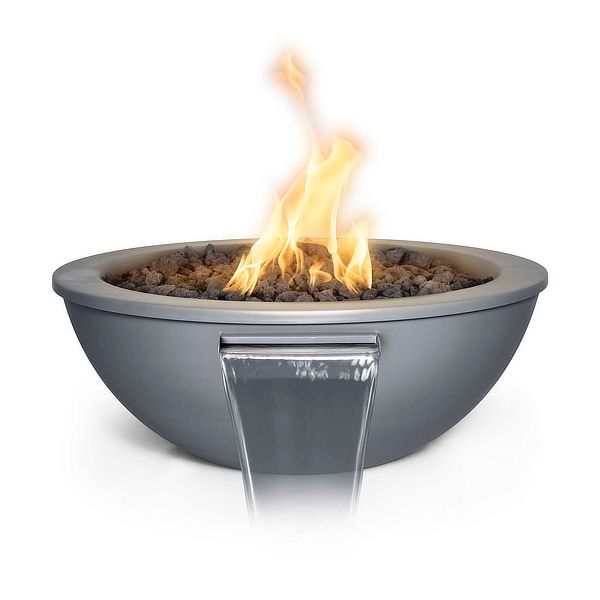 Sedona powder coated aluminum fire and water bowl with natural gas flame and water feature