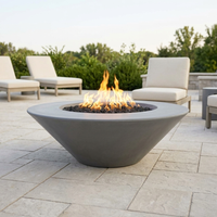 The Outdoor Plus 60" Cazo Fire Pit — Wide Ledge — GFRC — Low Voltage Electronic Ignition — patio view