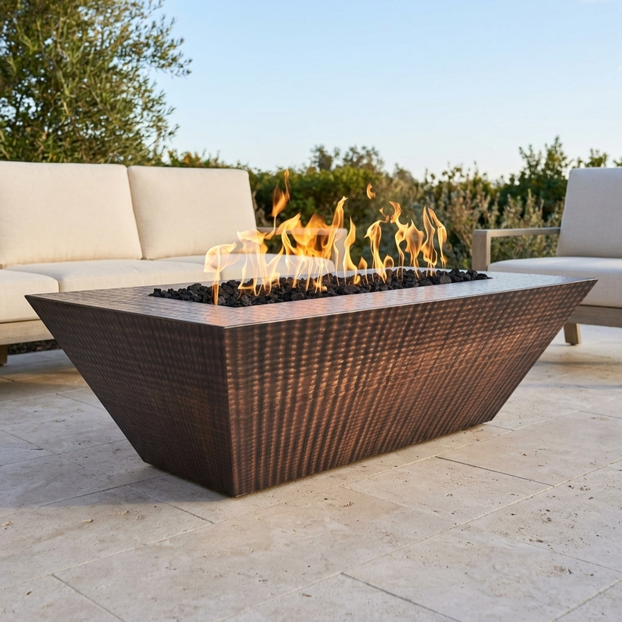 The Outdoor Plus 48" Atlantic Fire Pit — 24" Tall — Hammered Copper