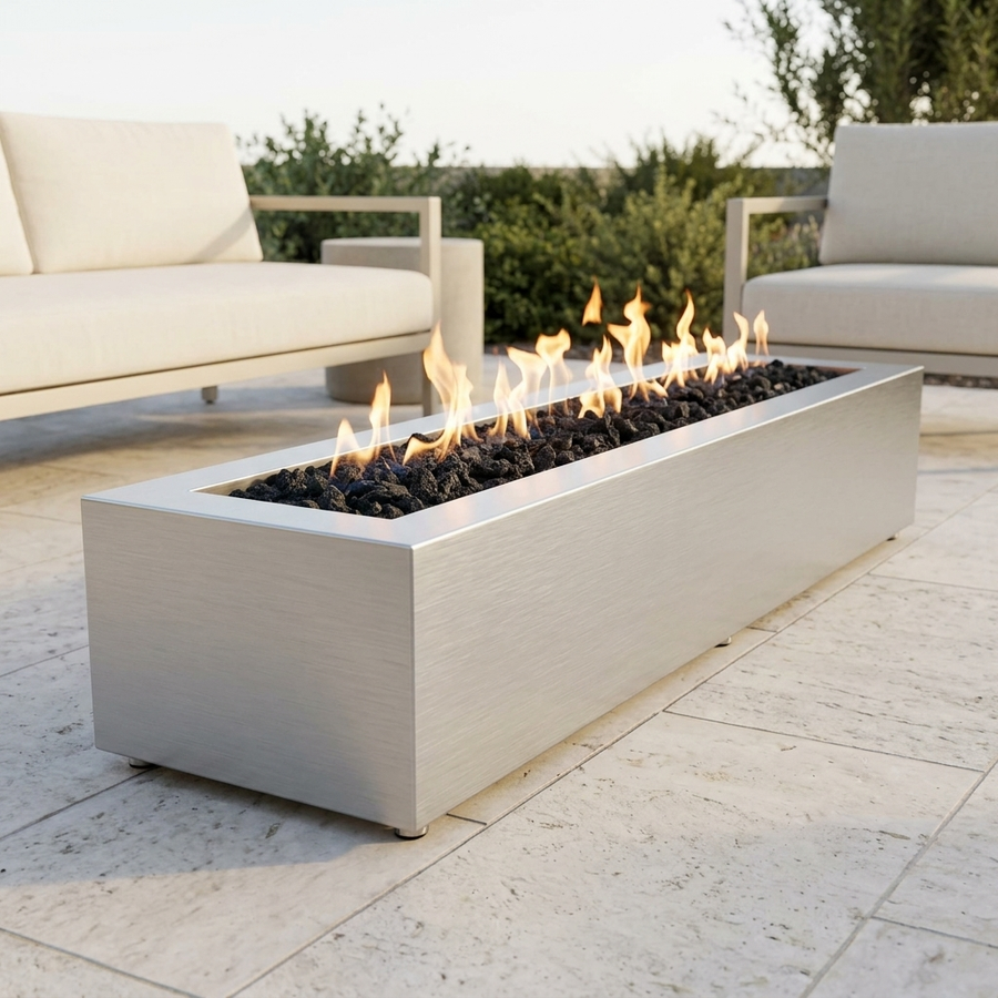The Outdoor Plus 60" Eaves Fire Pit — Stainless Steel