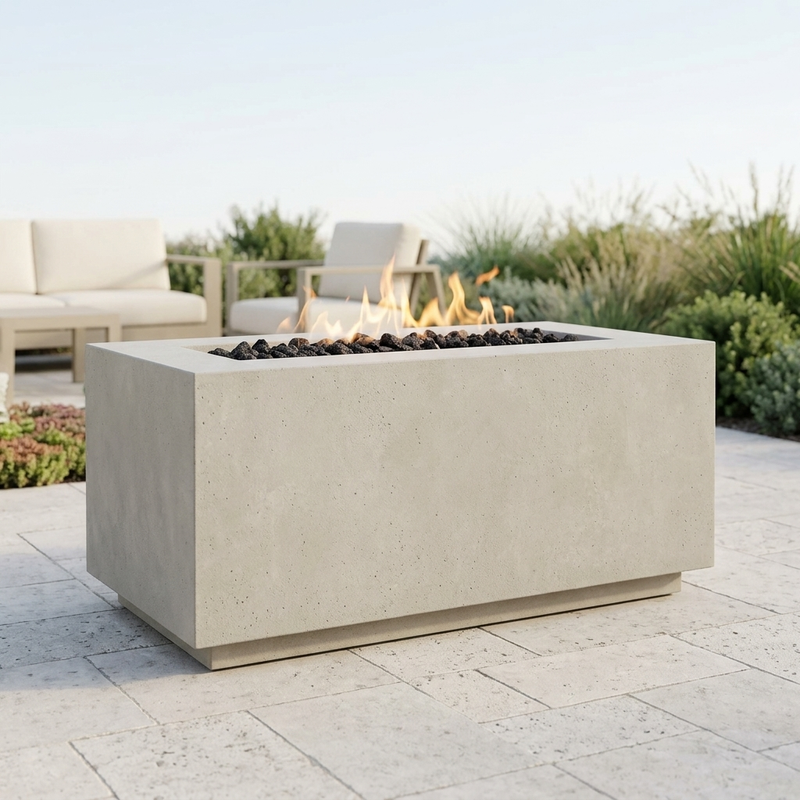 The Outdoor Plus 48" Pismo Fire Pit — GFRC — Plug & Play — patio view