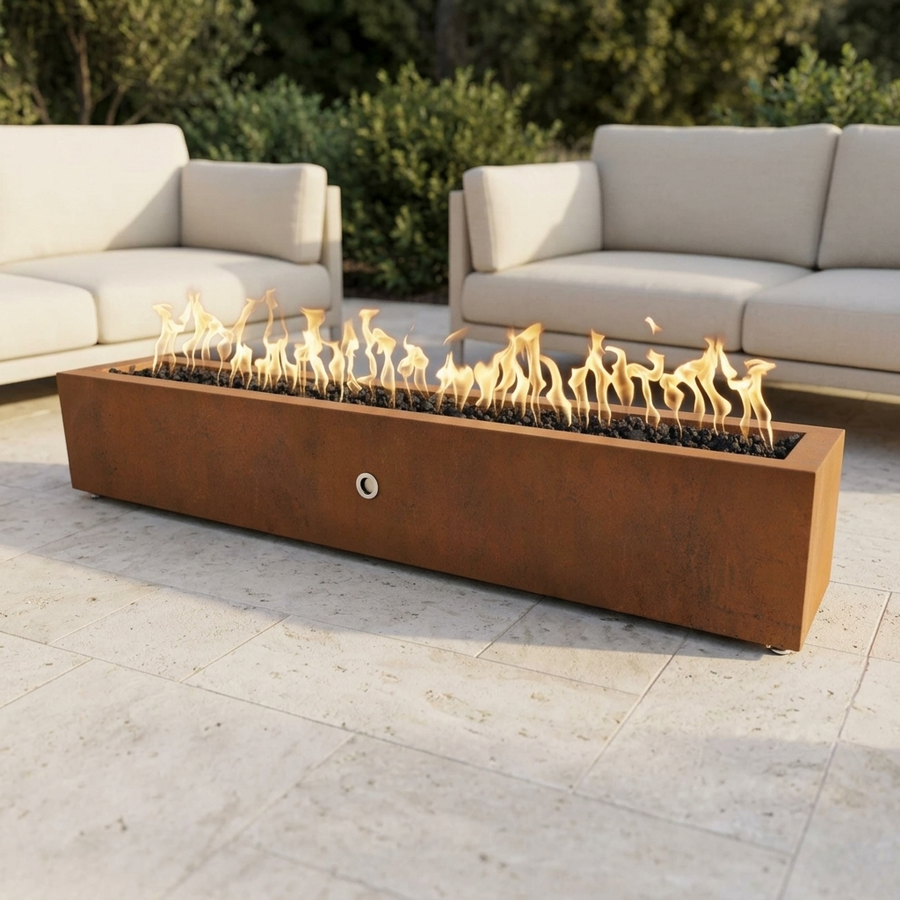 The Outdoor Plus 72" Eaves Fire Pit — Corten Steel