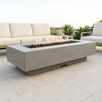 Del Mar 96-Inch GFRC Fire Pit — Plug & Play Electronic — Natural Gray patio view