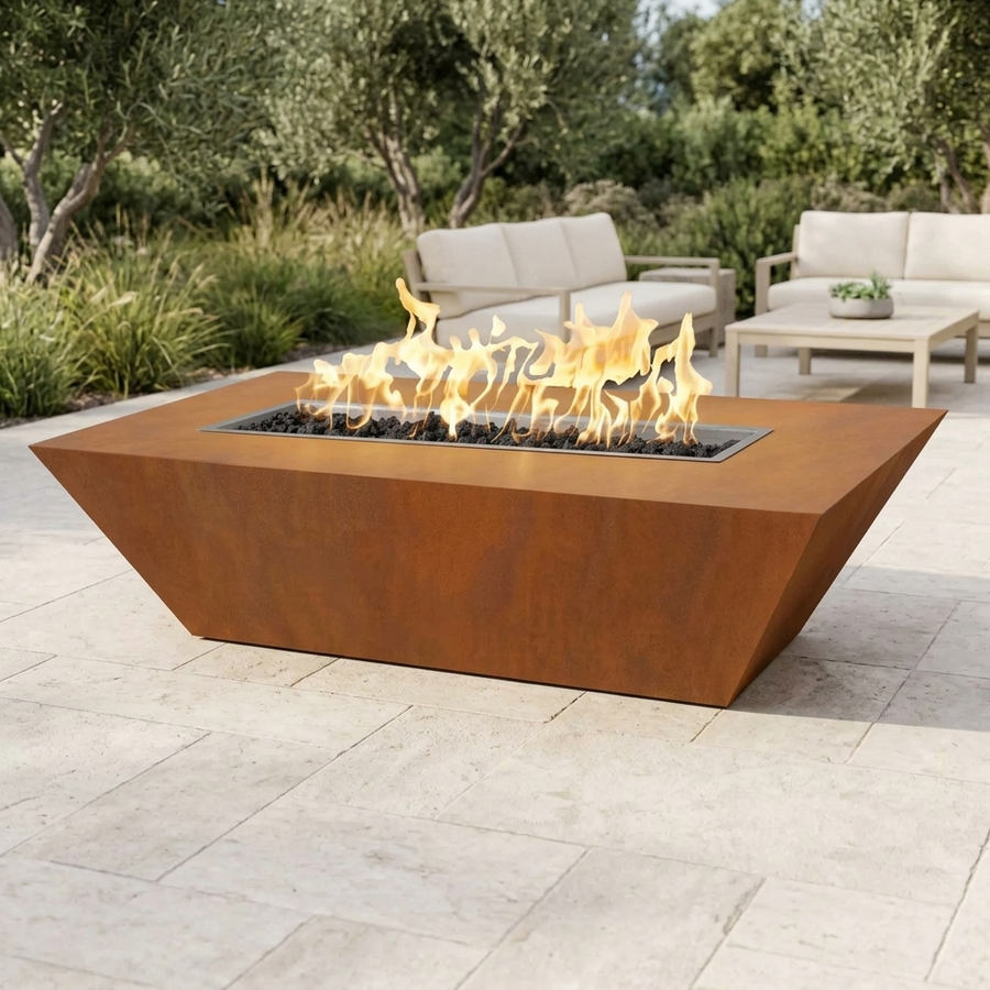 The Outdoor Plus 60" Atlantic Fire Pit — 24" Tall — Corten Steel