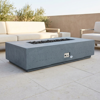 Firegear Sanctuary 76 76-Inch Concrete Fire Table — Pro Brass Burner with Lava Rock — patio view
