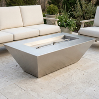 The Outdoor Plus 48" Atlantic Fire Pit — 18" Tall — Stainless Steel — patio view